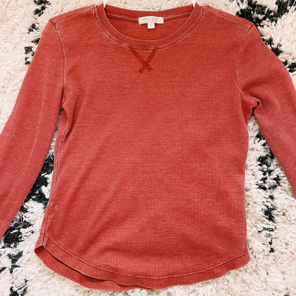 orange waffle tee - long sleeves